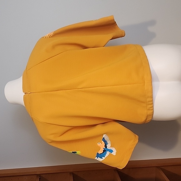 Mustard Seed Yellow Embroidered Bird Crop Top - Picture 7 of 12